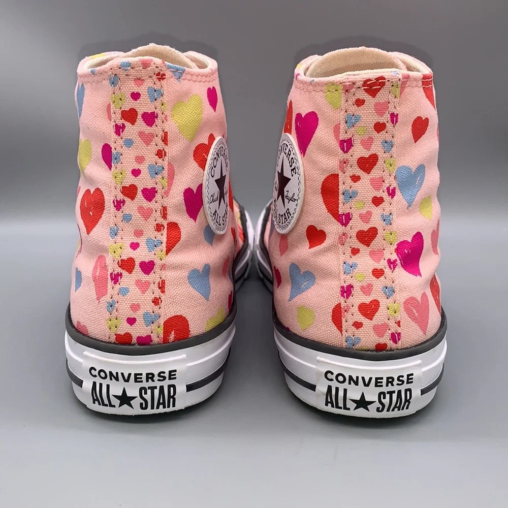 Converse Kids Sneakers - Pink with Multicolor Hearts - Picture 3 of 14